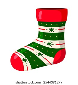 Christmas stocking sock with striped and snowflake ornament