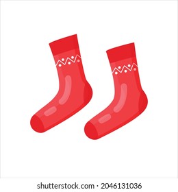 Christmas stocking socks on isolated white background. Vector illustration cartoon style