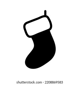 Christmas Stocking Stuffer Sock Flat Simple Vector Black Filled Icon