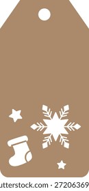 Natal stocking tag presente etiqueta feriado tag retângulo recorte inverno decoração fita neve estrela vetor