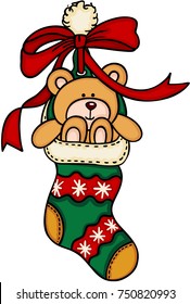 Christmas stocking with teddy bear