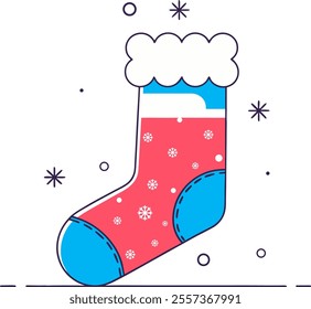 A Christmas stocking vector features a festive stocking, perfect for holiday designs, cards, and seasonal decorations.