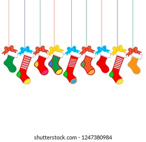 christmas stocking vector isolated illustration on white background.
