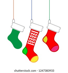 christmas stocking vector isolated illustration on white background.