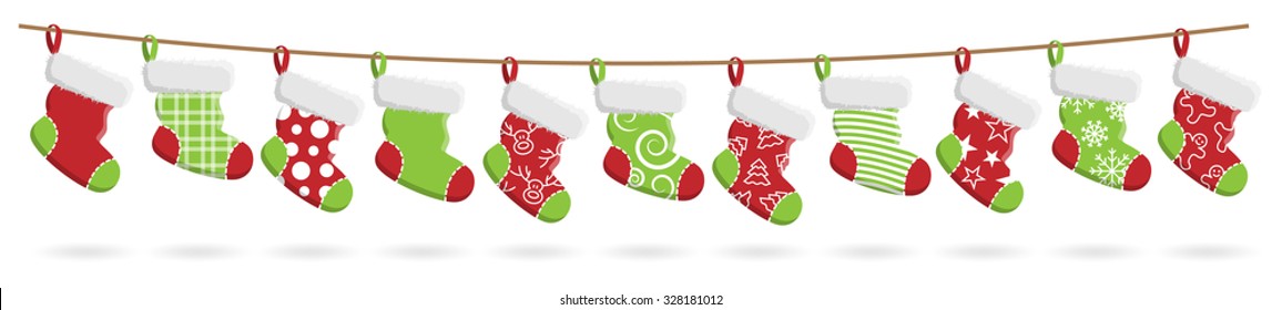 Christmas Stocking Vector On White Background