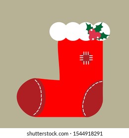 Christmas Stocking - 
vector, red color, gray background