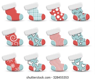 christmas stocking vector set