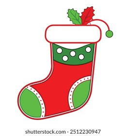 Christmas stocking vector white background.