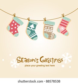 Christmas stockings, cute greeting card