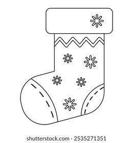 Christmas stockings for December holiday celebration. X-mas sock editable line icon. Flat EPS vector illustration with editable stroke.