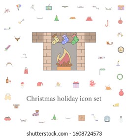 Christmas stockings on fireplace colored icon. christmas holiday icons universal set for web and mobile