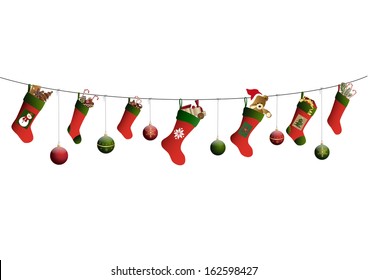 Christmas stockings and christmas ornaments