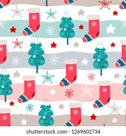 Christmas stockings seamless pattern