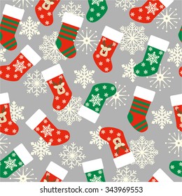 Christmas Stockings Seamless Pattern.