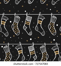 Christmas stockings seamless pattern.