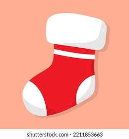 Christmas stockings, socks. Stickers, clipart for Christmas. Red sock. Vector illustration. Design for Christmas decorations, gifts, cards, decor.