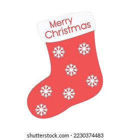 Christmas stockings. Stickers, clipart for Xmas. Red socks with snowflakes. Vector illustration. 