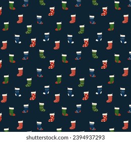 Christmas stockings vector. Colorful sock for winter holiday. Home decoration, for present. Merry Christmas. Christmas socks pattern.