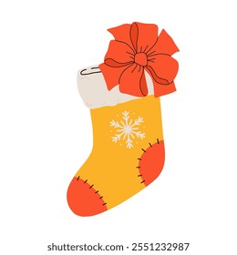 Christmas stockings vector set isolated from background. Various traditional colorful and ornate holiday stockings or socks collection. Cartoon New Year design illustrations.