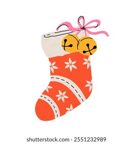 Christmas stockings vector set isolated from background. Various traditional colorful and ornate holiday stockings or socks collection. Cartoon New Year design illustrations.