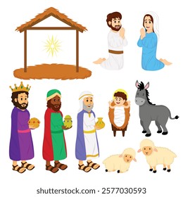 Christmas story character set illustration