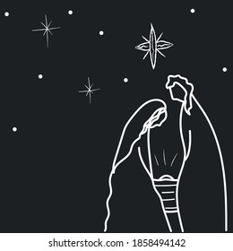 Christmas story isolated vector illustration. Hand drawn holiday background. Doodle graphic element. Greeting card design celebration.