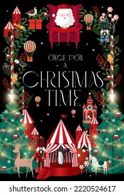 christmas storybook cover greetings design template vector, illustration