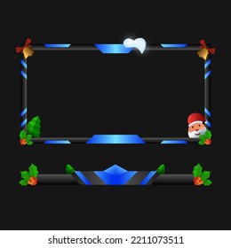 navidad superpuesta interfaz de juego video borde marco con Santa Claus y adornos navideños