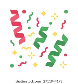 Christmas Streamers Vector Illustration, Flat Style Icon