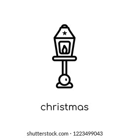 christmas street light icon. Trendy modern flat linear vector christmas street light icon on white background from thin line Christmas collection, outline vector illustration