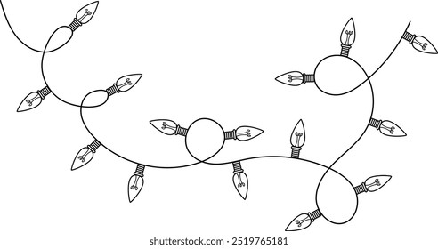 Christmas string lights on white background. Symbol editable stroke.