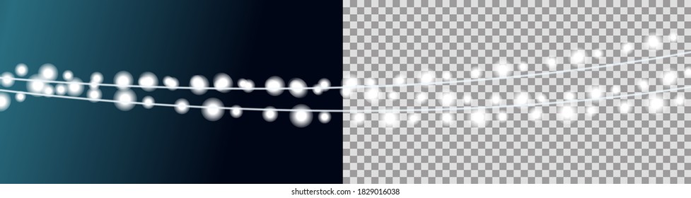 Christmas String Lights Set. Vector Illustration. New Year Neon Garland. Festive Christmas Decoration.
