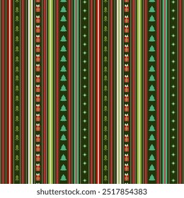 Christmas stripe background in red and green tones. Festive pattern for decorative winter packaging.