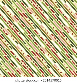 Christmas Stripe Background in tones of Red and Green colors. Diagonal abstract pattern.