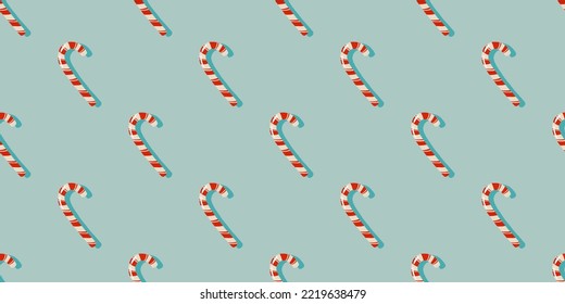 Christmas striped candies seamless pattern. Retro trendy horizontal seamless pattern design. Minimalistic pastel pattern for gift wrap, stationery, textiles and posters. Winter holiday concept.