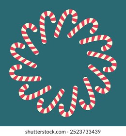 Christmas Striped Candy Cane in minimalistic cartoon style New Year Christmas design element concept