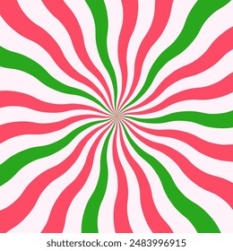 Weihnachtsmusiken gestreifte Süßigkeiten Vektorgrafik Hintergrund. Welliger roter und grüner wirbelnder Banner.
