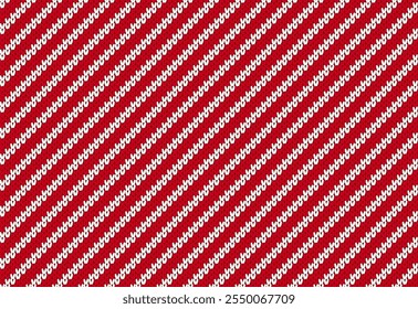 Navidades estampado de punto a rayas. Candy bastón sin patrón de punto. Envolviendo el fondo con líneas diagonales. Fondo lindo del paquete del caramelo. Textura geométrica del suéter del día de fiesta de Navidad. Ilustración vectorial.