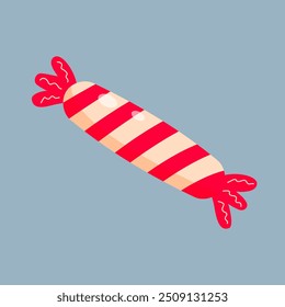 Christmas striped lollipop. Peppermint candy red and white wrapped. 