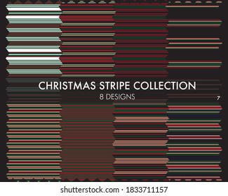 Christmas striped seamless pattern collection includes 8 designs for fashion textiles, graphics