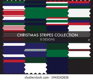 Christmas striped seamless pattern collection includes 8 designs for fashion textiles, graphics