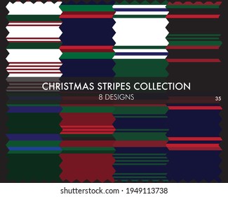 Christmas striped seamless pattern collection includes 8 designs for fashion textiles, graphics