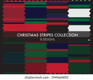 Christmas striped seamless pattern collection includes 8 designs for fashion textiles, graphics