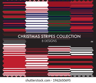 Christmas striped seamless pattern collection includes 8 designs for fashion textiles, graphics