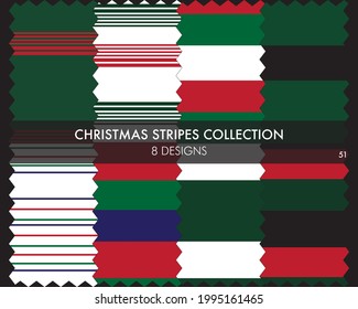 La colección de patrones a rayas de Navidad incluye 8 diseños para textiles de moda, gráficos