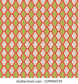 Christmas Stripes Background Seamless Vector Pattern, Wavy Petal Diamond Illustration for Winter Fashion Prints, Holiday Stationery, Xmas Decor, Seasonal Gift Wrap or Traditional Yuletide Packaging