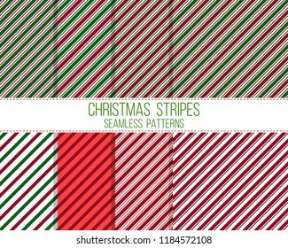 christmas stripes, seamless patterns set