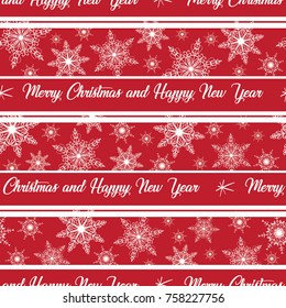 Christmas stripes and snowflakes on a red seamless pattern