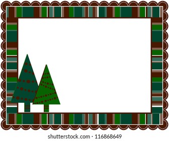 Christmas Stripped Frame - Christmas stripped patterned frame with scalloped border