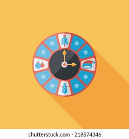 Christmas style clock flat icon with long shadow eps10